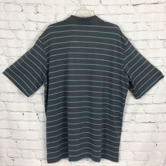 BCG Men’s Polo Golf Shirt Size XL Gray w/Teal Stripes Short Sleeve Activewear - Picture 4 of 4